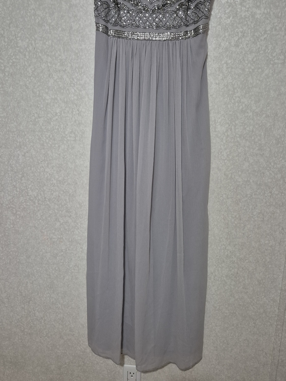 Adrianna Papell Silver Beaded Spaghetti Strap Maxi Dress..size:6 - Picture 4 of 12
